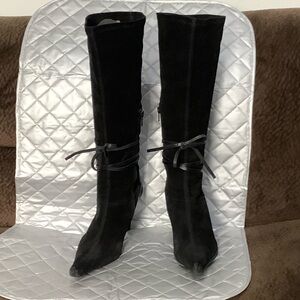 Charles David Black suede Heeled Boots, Size 7.5